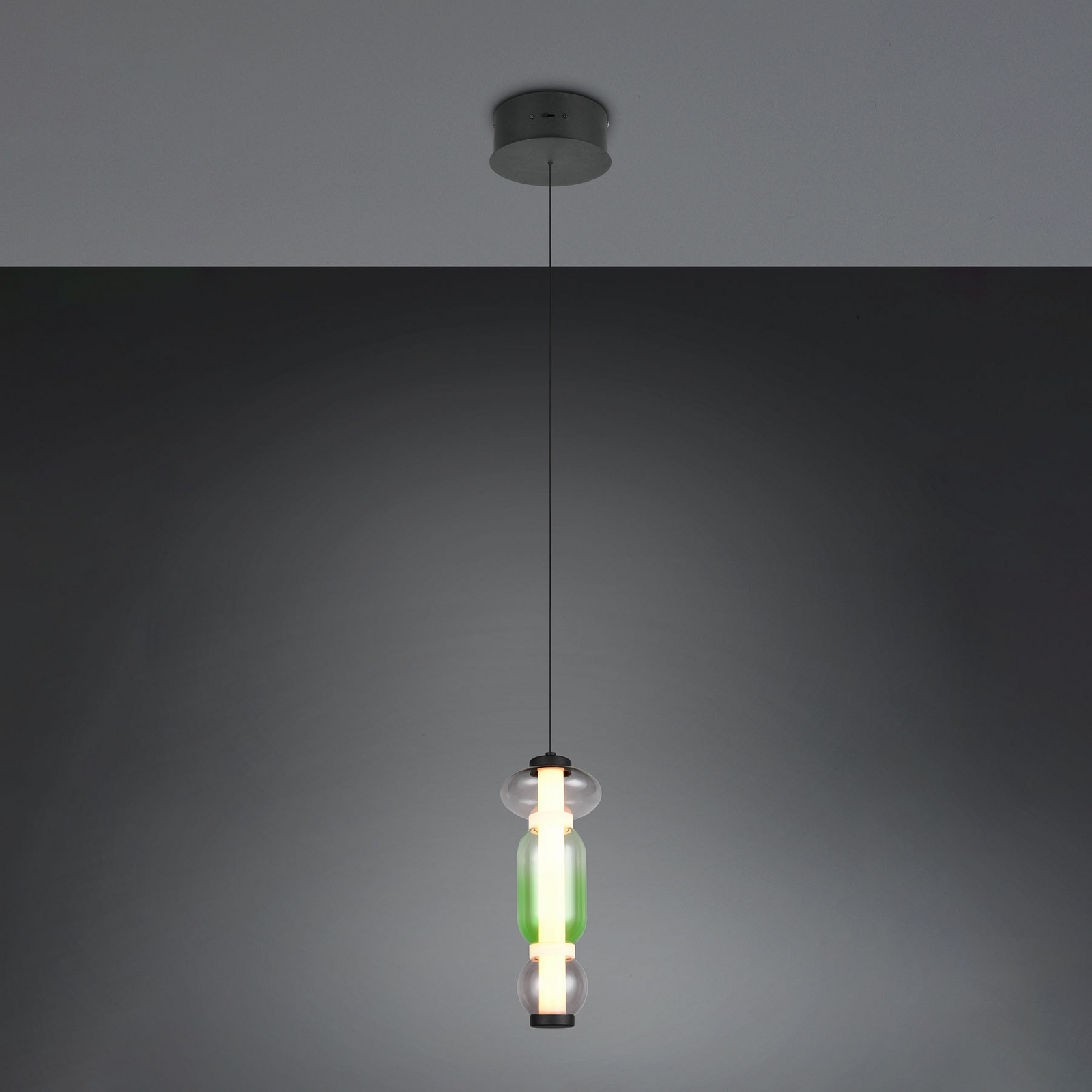 LED lógó lámpa Minerva, Ø 15 cm, színes, üveg, CCT, dimmelhető LED lógó lámpa Minerva, Ø 15 cm, színes, üveg, CCT, dimmelhető