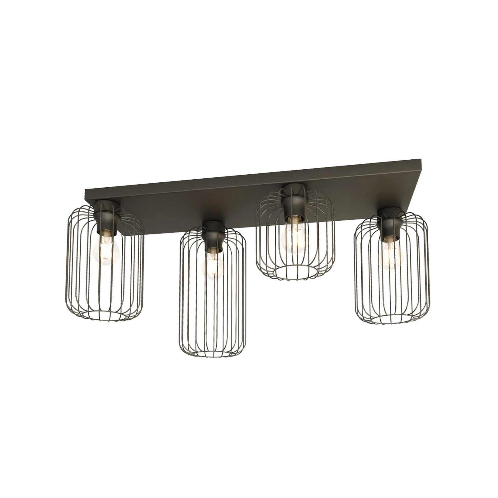 Stropné svietidlo Barn, 4-pl., 83 cm, čierne, kov, E27