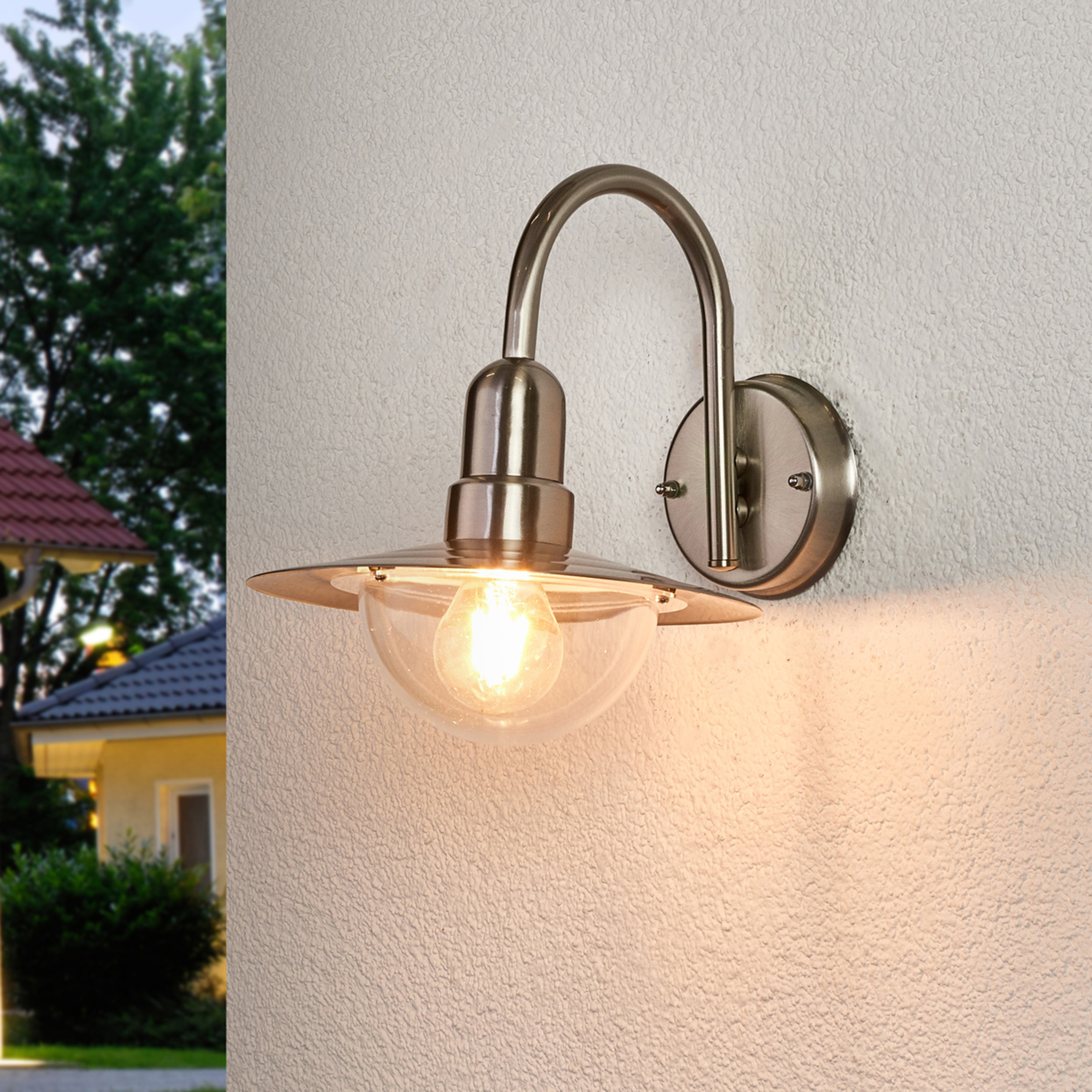 Classic LED outdoor wall light Fedra in steel
