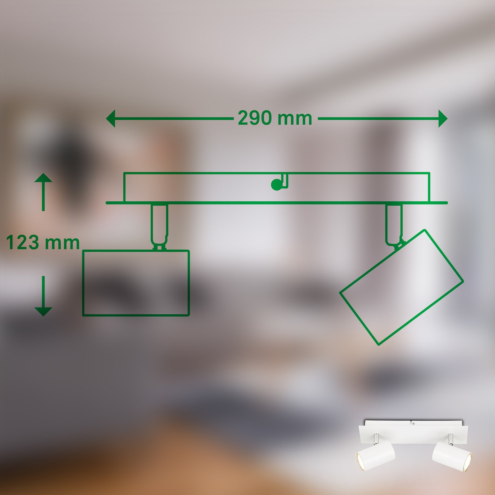 Stropna lampa Isil A, bijela, 2 žarulje, metalna, okretna