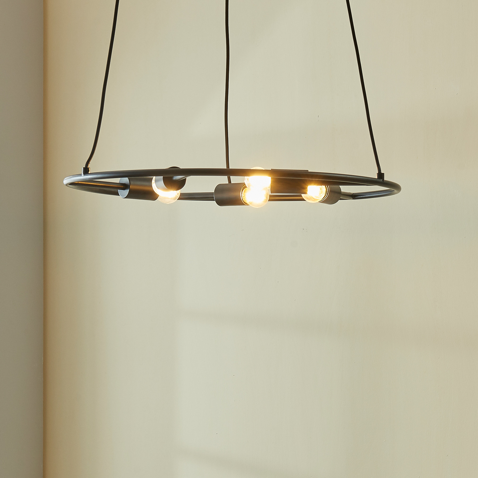 Lucande Linnard steel pendant light, 5-bulb