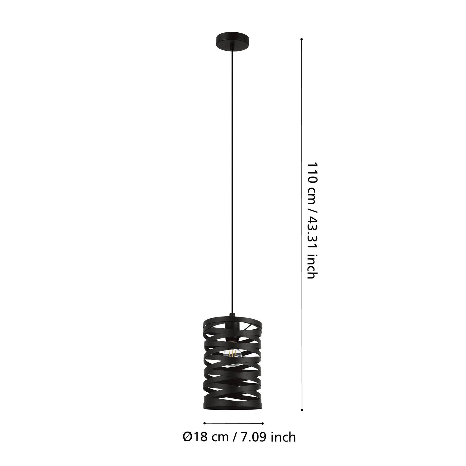 Suspension Cremella, Ø 18 cm, noir, acier