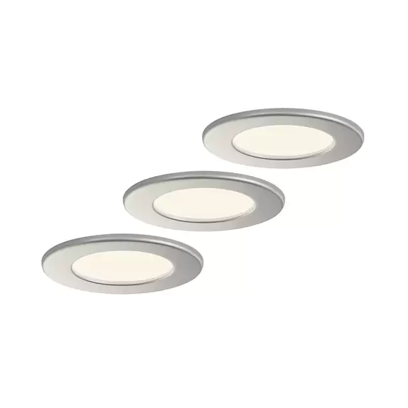 Lampenwelt Prios LED-Einbaulampe Cadance, silber, 11,5 cm, 3er, dimmbar