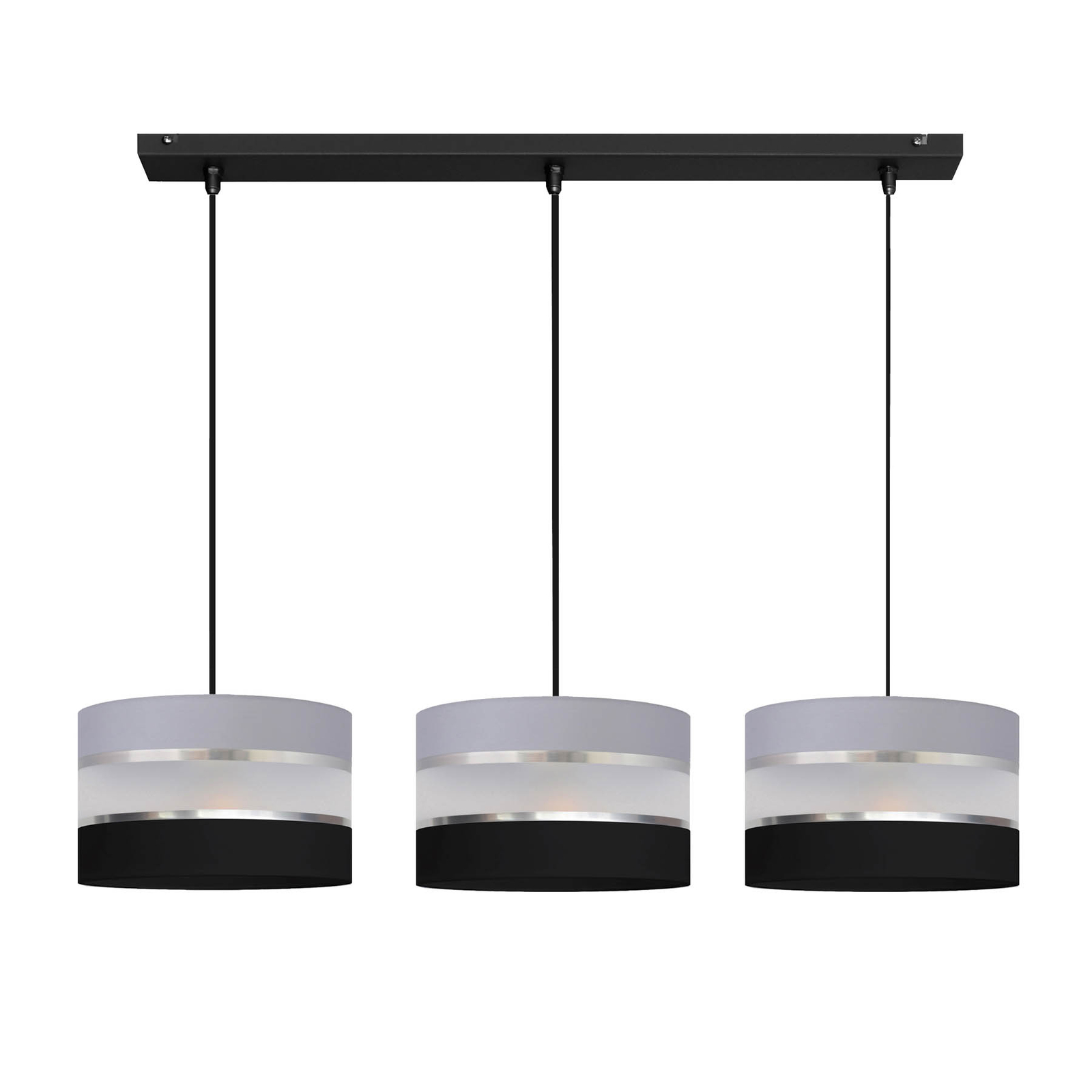 Suspension Helen gris-noir-argenté 3 lampes