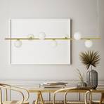 Pomi pendant light, 7-bulb, gold/white, glass, linear