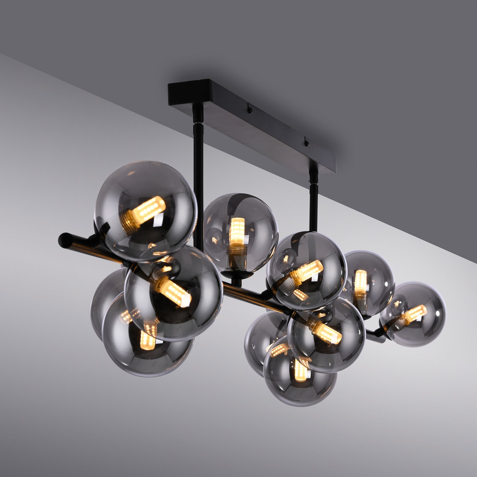 Schöner Wohnen plafoniera Dubai, vetro fumé, 13 luci, G9 Schöner Wohnen plafoniera Dubai, vetro fumé, 13 luci, G9