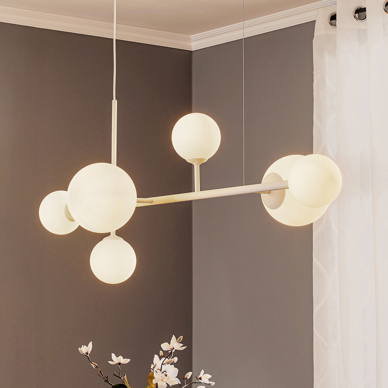 ALDEX Lampă suspendată Dione 6 becuri alb - Camera de zi / sufragerie - Modern - alb mat alb - Sticlă