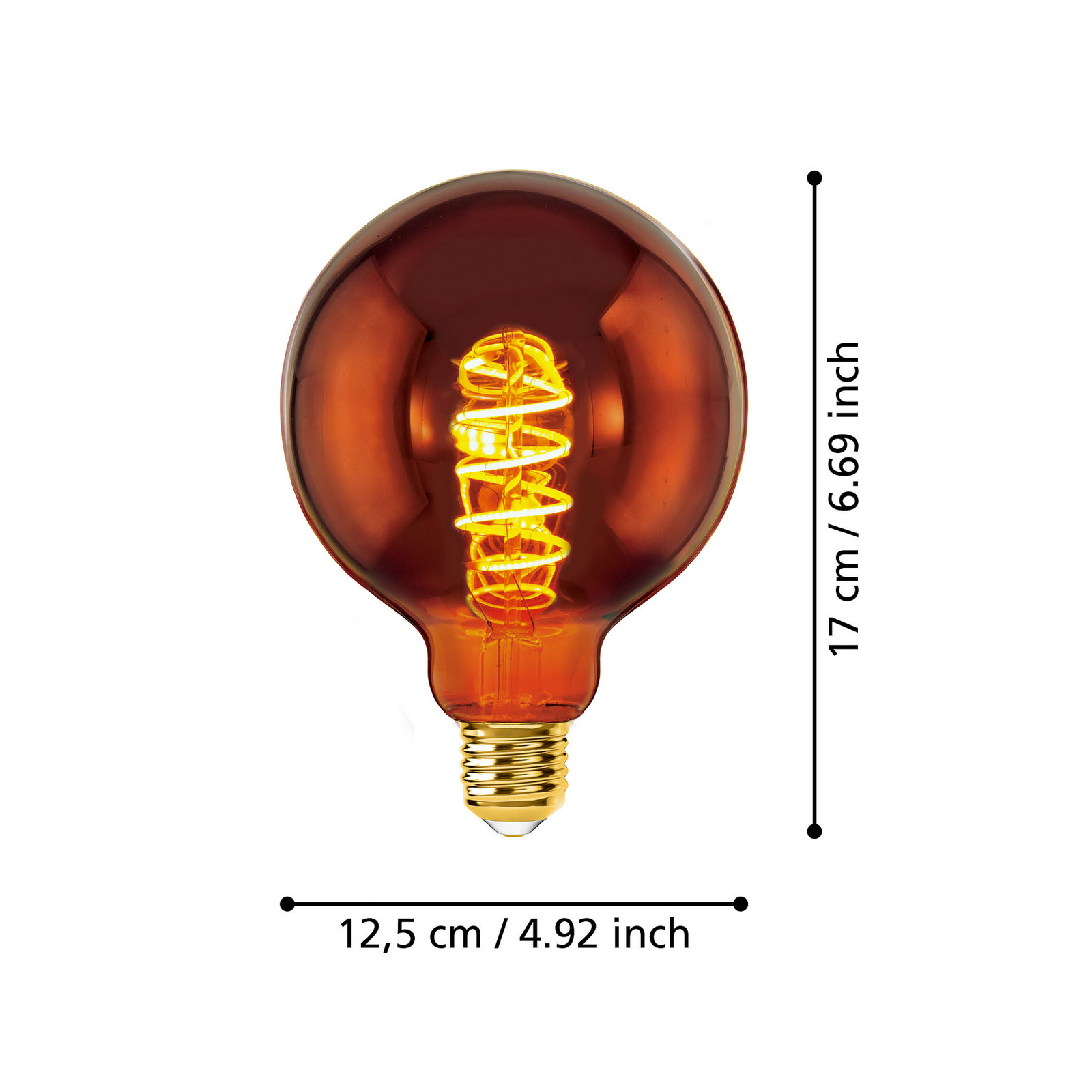 Globe LED E27 G125 4 W 2 000 K filament cuivré