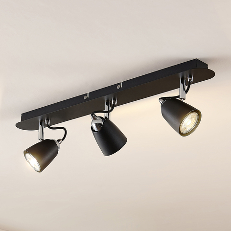 Lindby Noria takspotlight, svart, 3 lampor