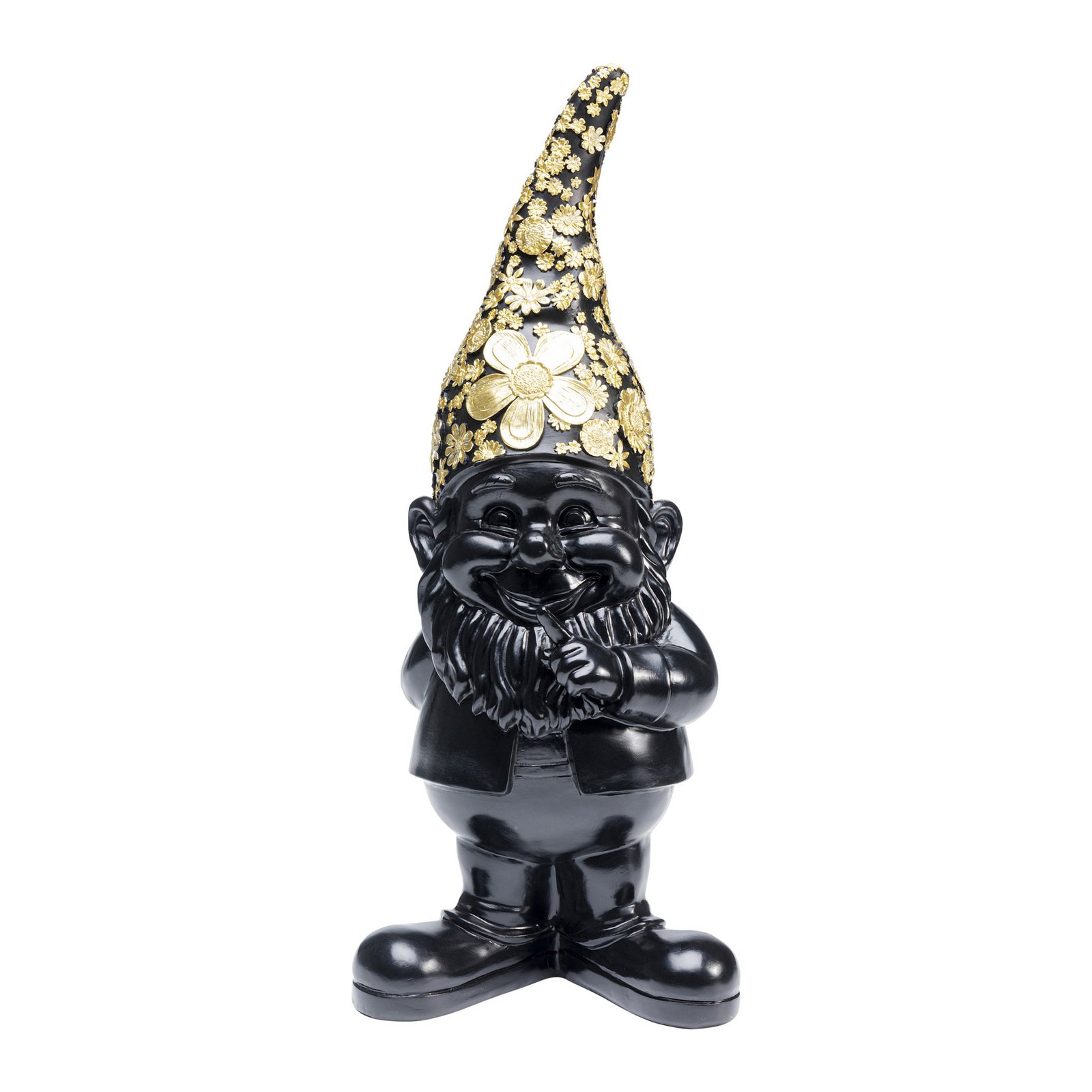 KARE decoratief figuur dwerg staand, zwart/goud, polyresin