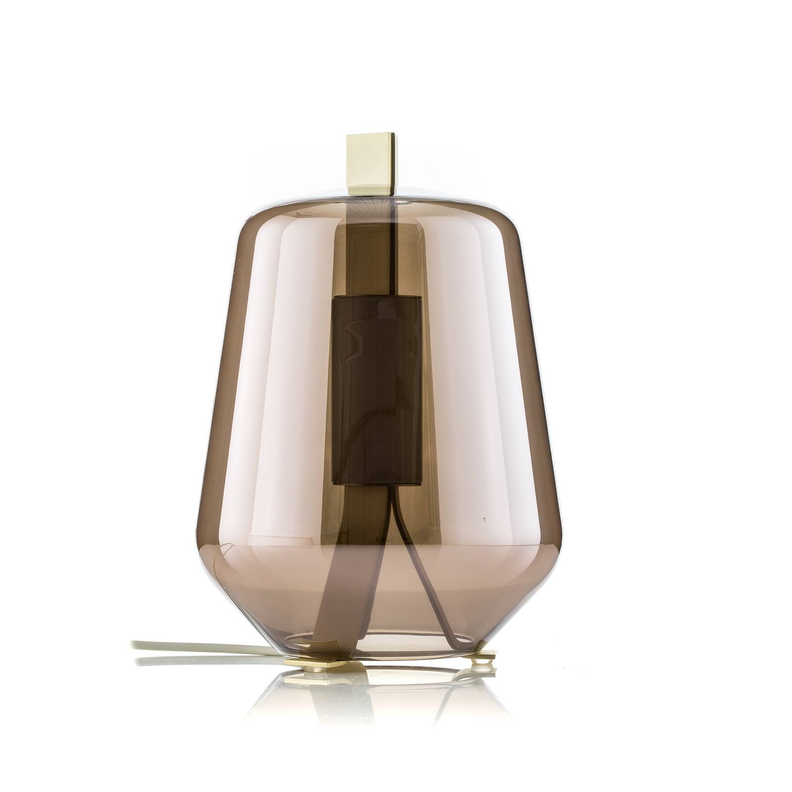 Prandina Luisa T1 table lamp 2,700 K brass/rose, for Living / Dining Room, handblown glass, 8 W, H: 28.5 cm