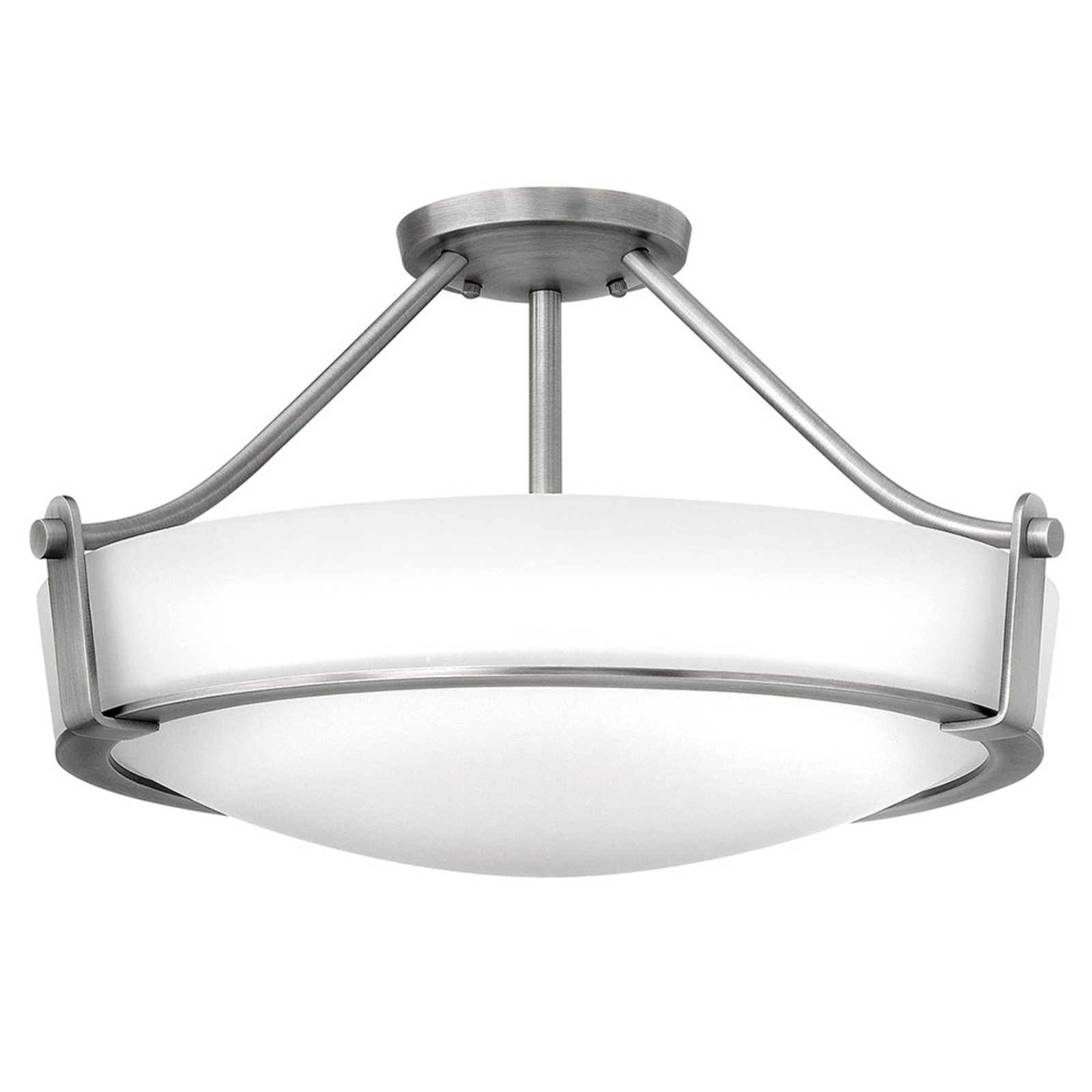 Hathaway taklampe med avstandsstykke, nikkel Ø53cm