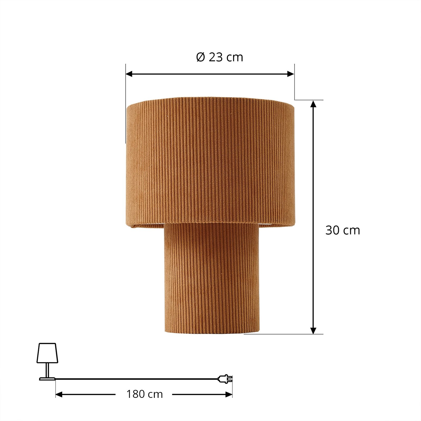 Lindby bordslampa Jone, ljusbrun, textil, 30 cm hög, E27