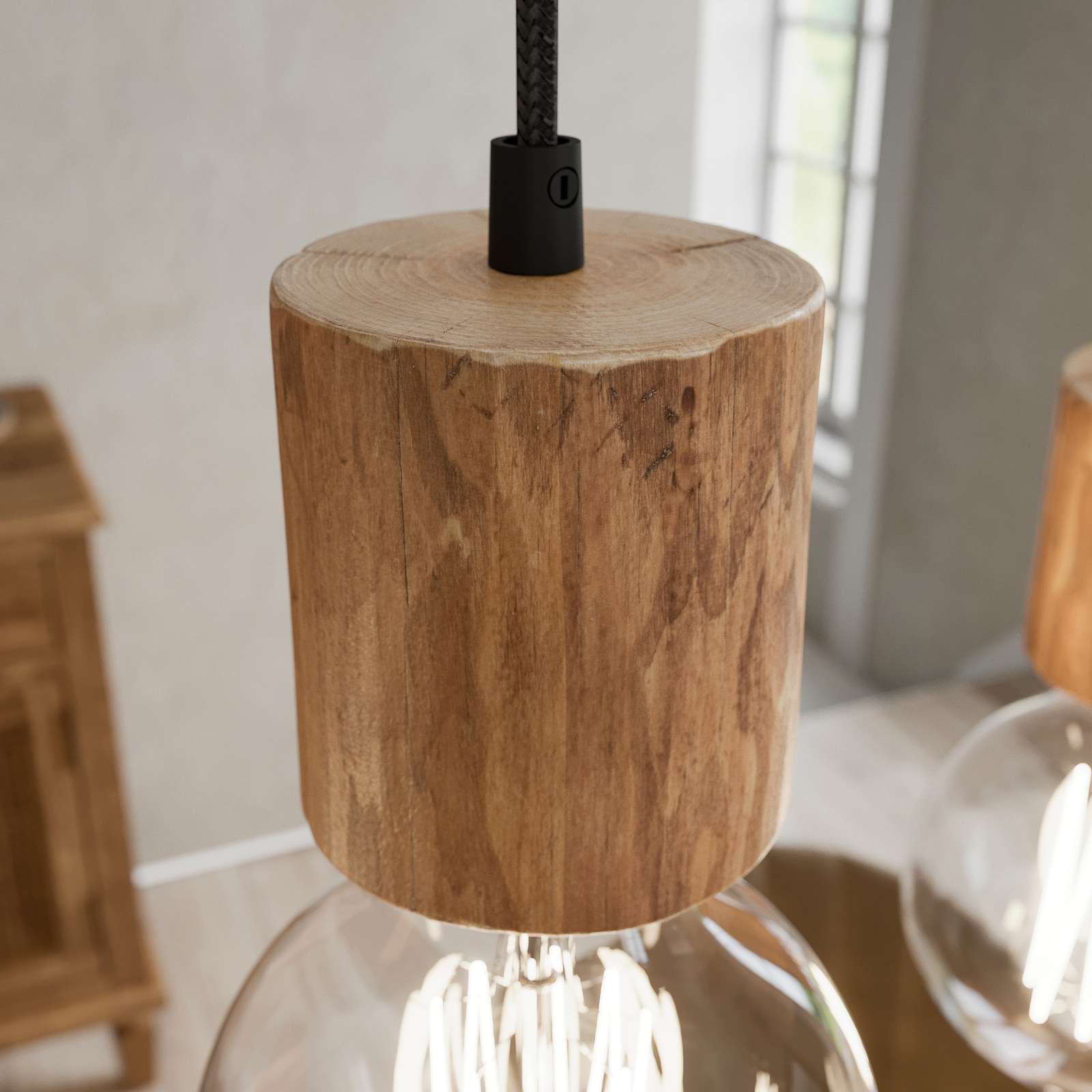 Envolight Terra hanglamp houten balk licht 3-lamps