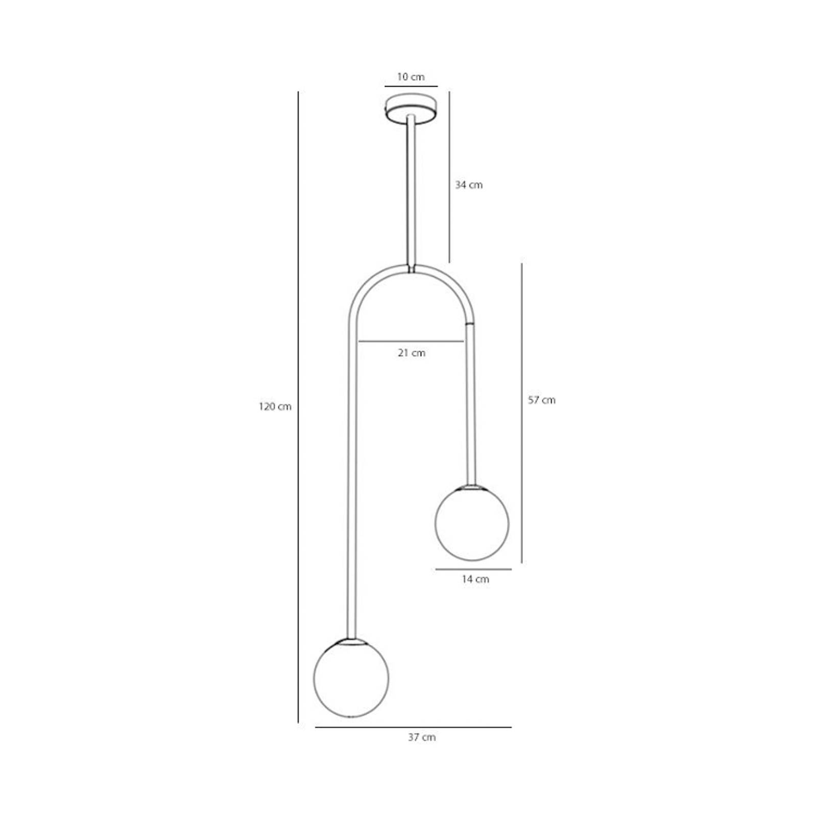 Näve hänglampa, svart, metall, glas, 2 lampor