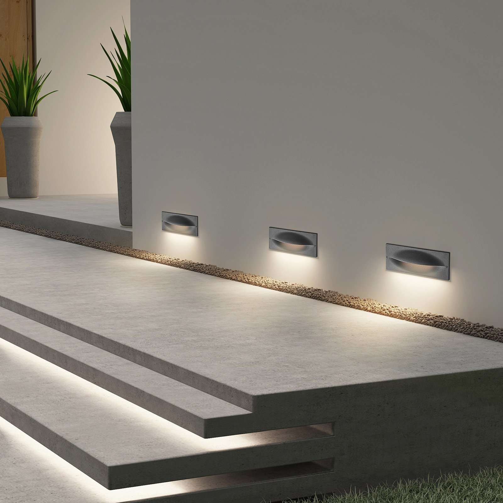 Zandro LED Indbygningsvæglampe Anthracite - Lucande