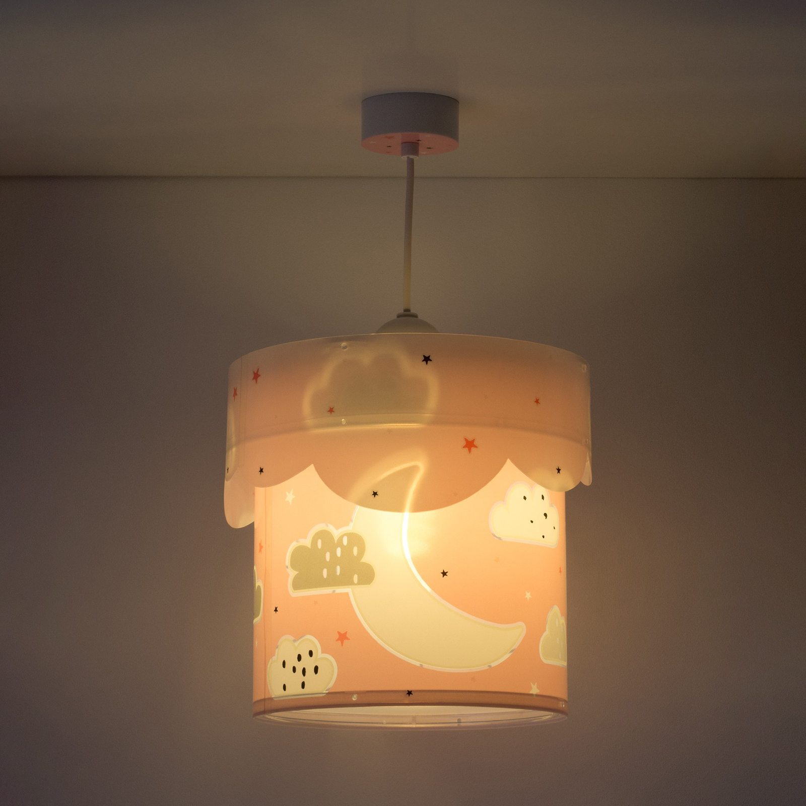 Kinder-hanglamp Moon, 1-lamp, roze