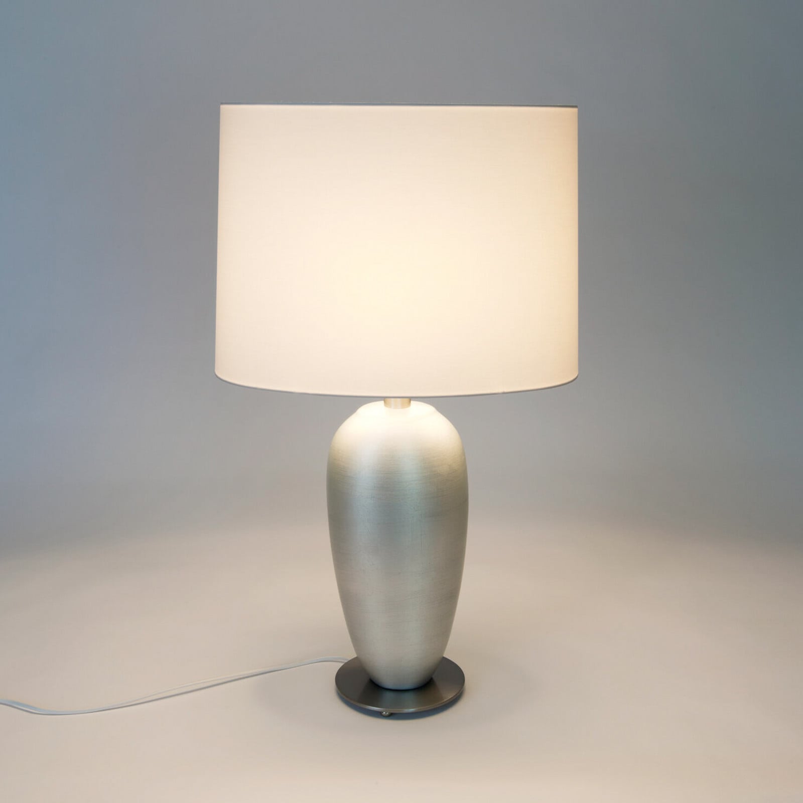 Holländer Lampa de masă OMEGA OVAL argintiu/alb înălțime 65 cm ceramică soclu E27 - Camera de zi / sufragerie - argintat pe suprafață