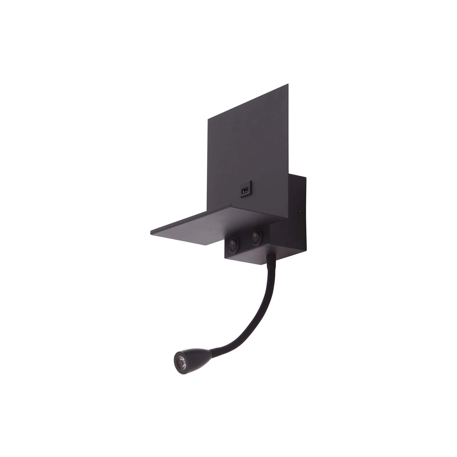 Lindby Thorid wall light, black, USB, LED reading lamp, G9