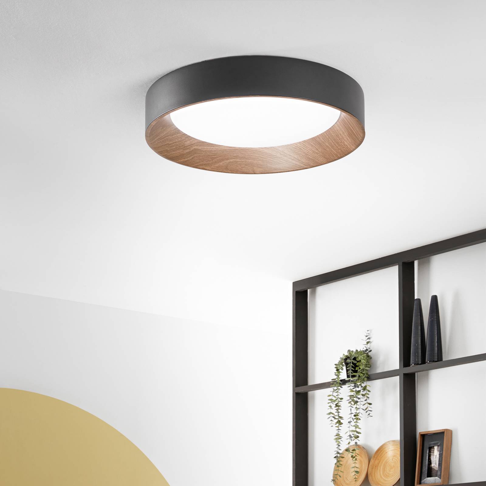 LED-Deckenlampe Arka, Ø 50 cm, schwarz, Metall, CCT günstig online kaufen