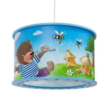 25/40 Bear with Fishing Rod hanging light, blue