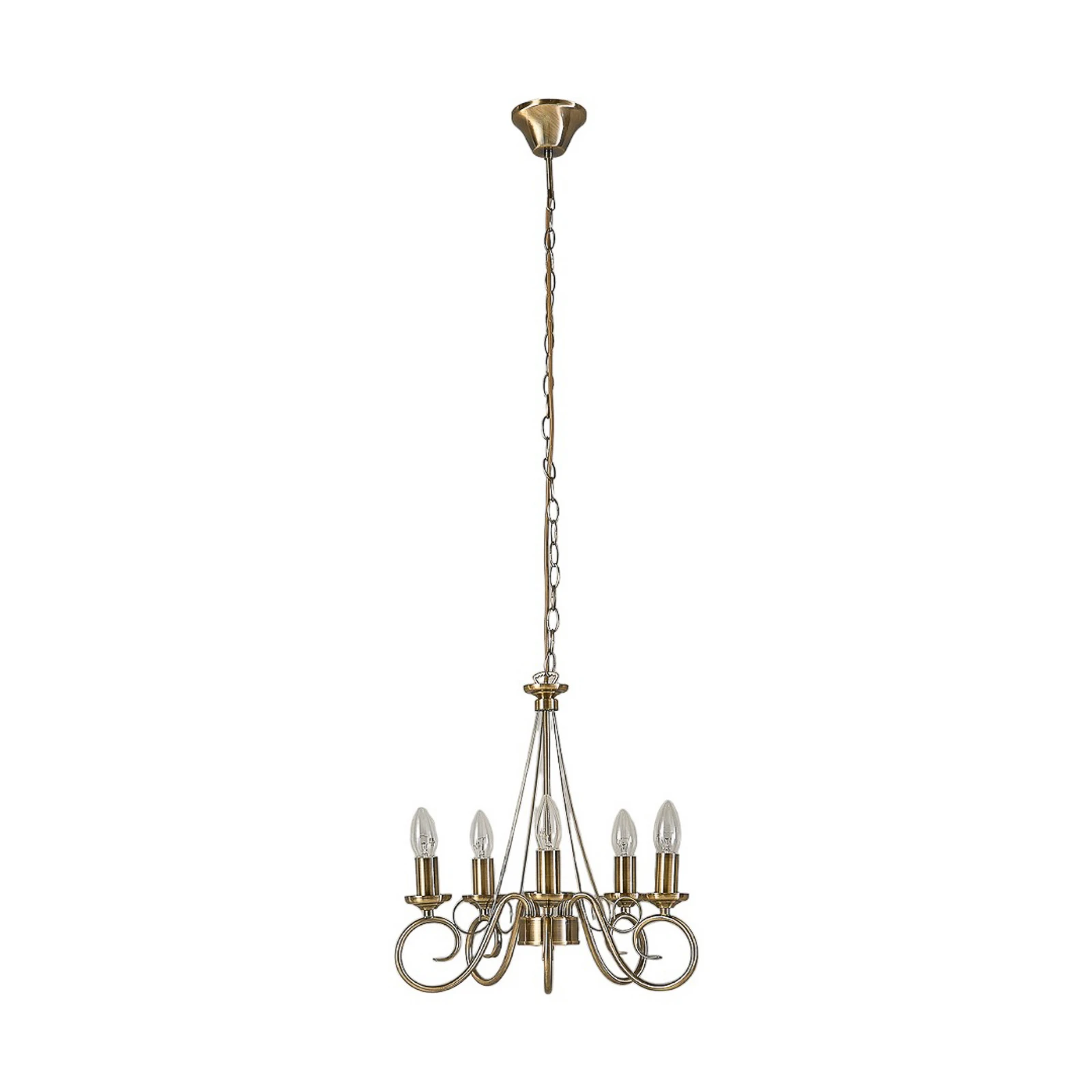 Lindby lustra Marnia, 5 gaismas, Ø 40 cm, antīkais misiņš, E14