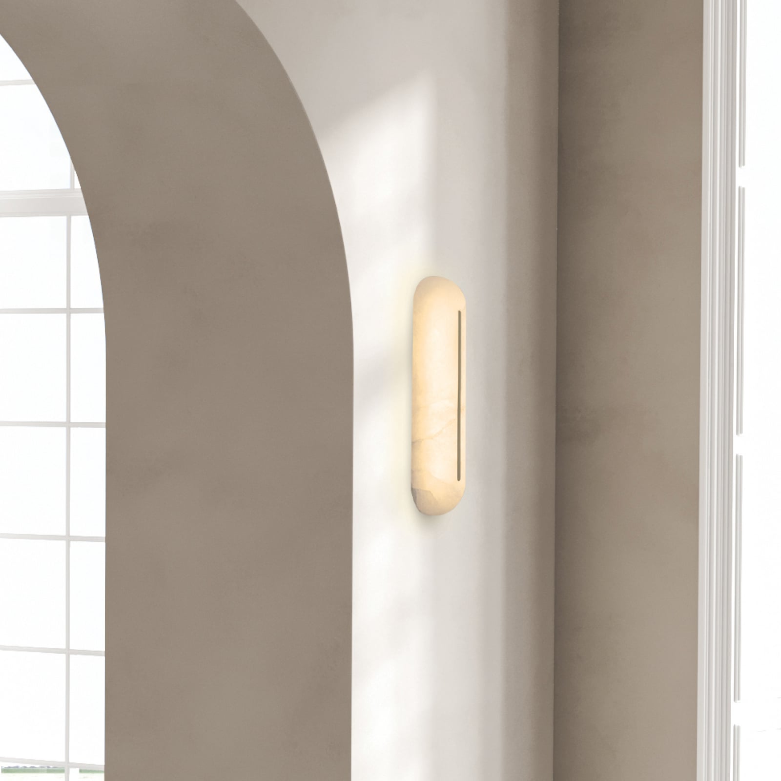 LED-seinävalaisin 2546, valkoinen, korkeus 36 cm, alabasteri, himmennettävä LED-seinävalaisin 2546, valkoinen, korkeus 36 cm, alabasteri, himmennettävä