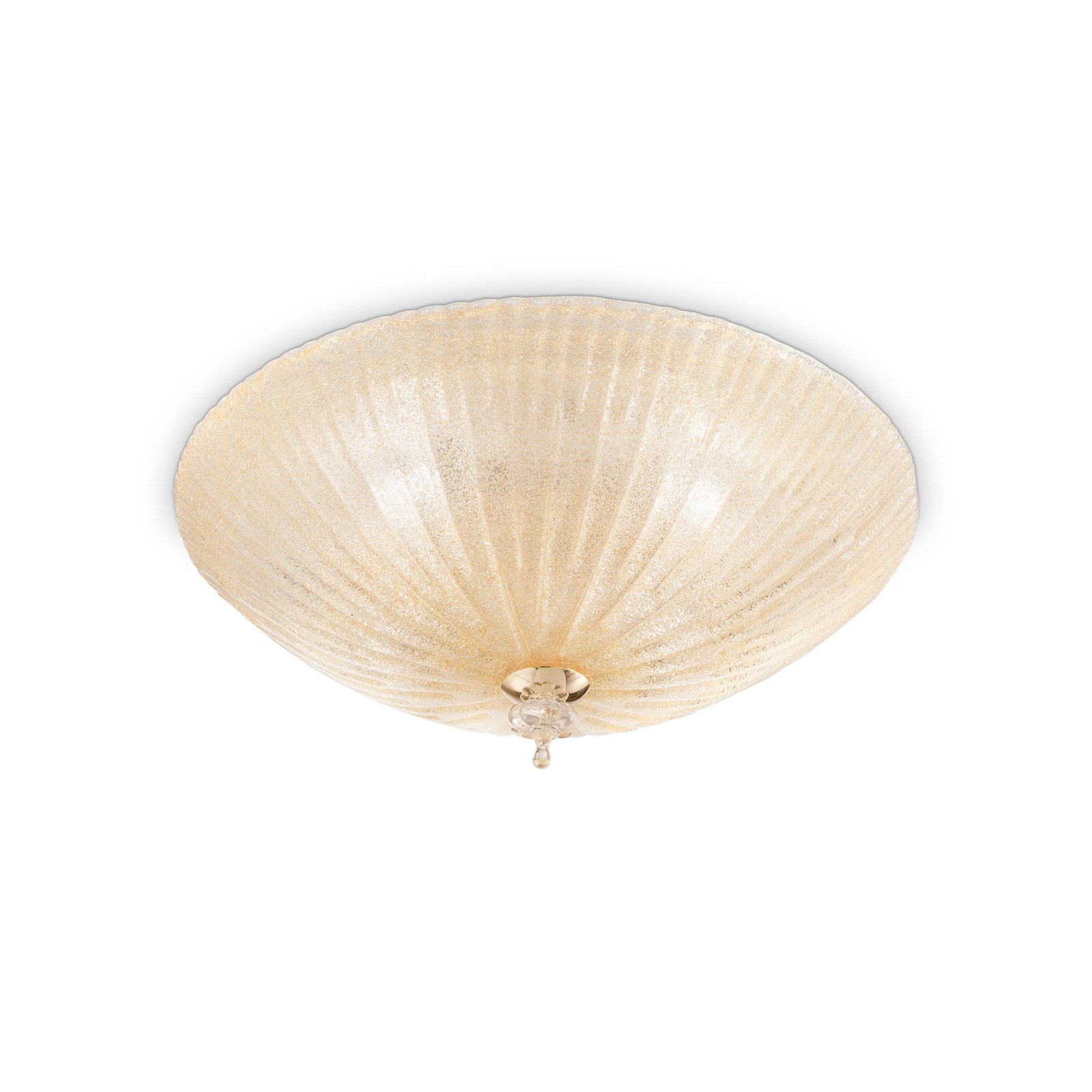 Ideal Lux Shell ceiling light, amber-coloured, glass, Ø 50 cm