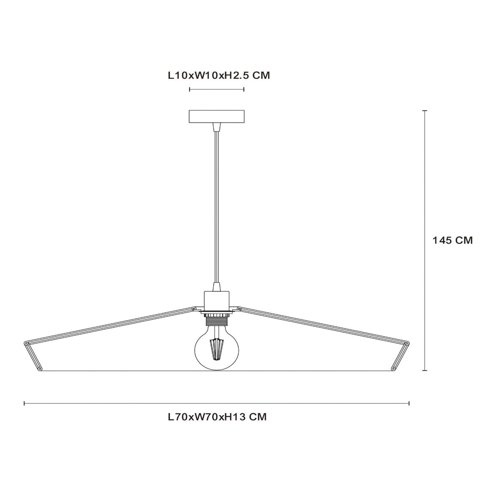 Лампа за окачване Yunkai, изработена от хартия, единична светлина, Ø 70cm
