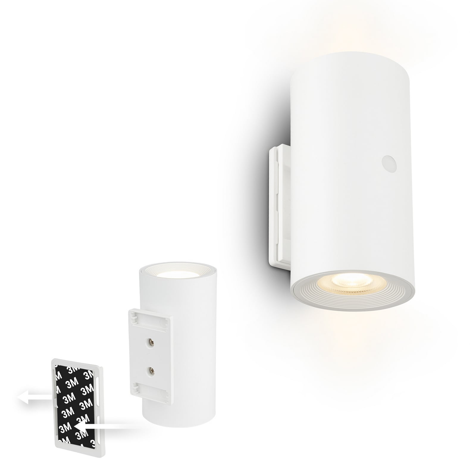 LED akumulátorové nástěnné světlo Isy, matná bílá, plast, 3 000 K