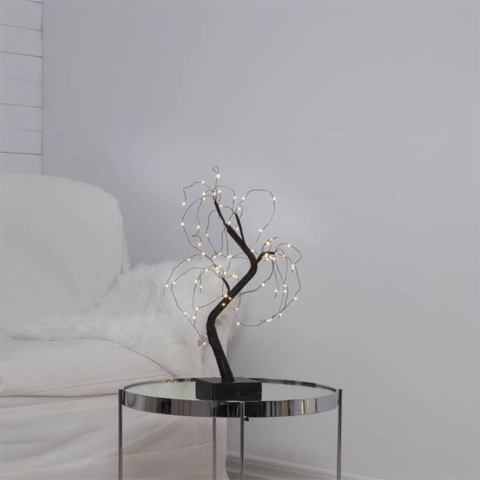 STAR TRADING Arbre déco LED IP20 noir hauteur 40 cm pile