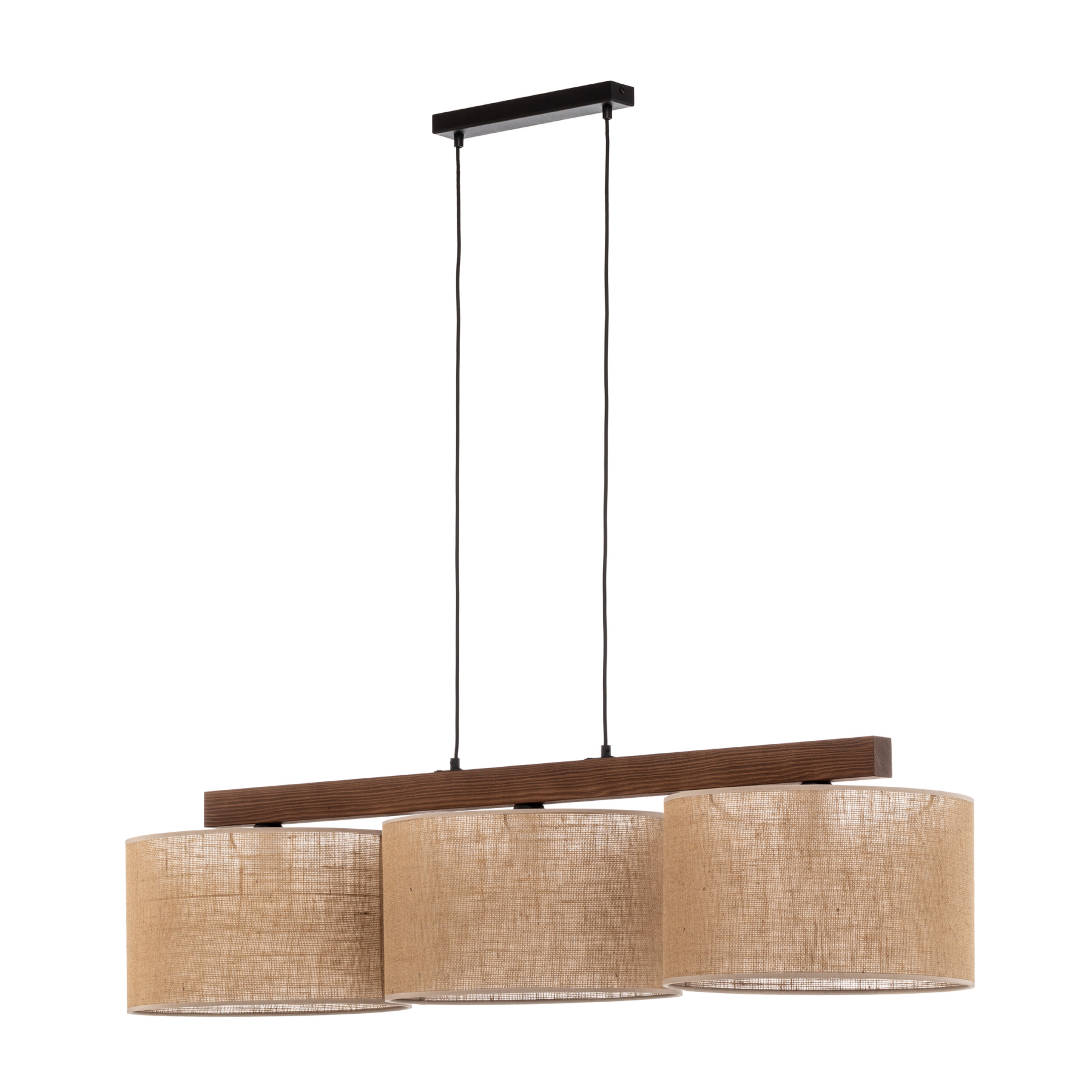 Juta Hängeleuchte 120 cm dreiflammig Balken Holz