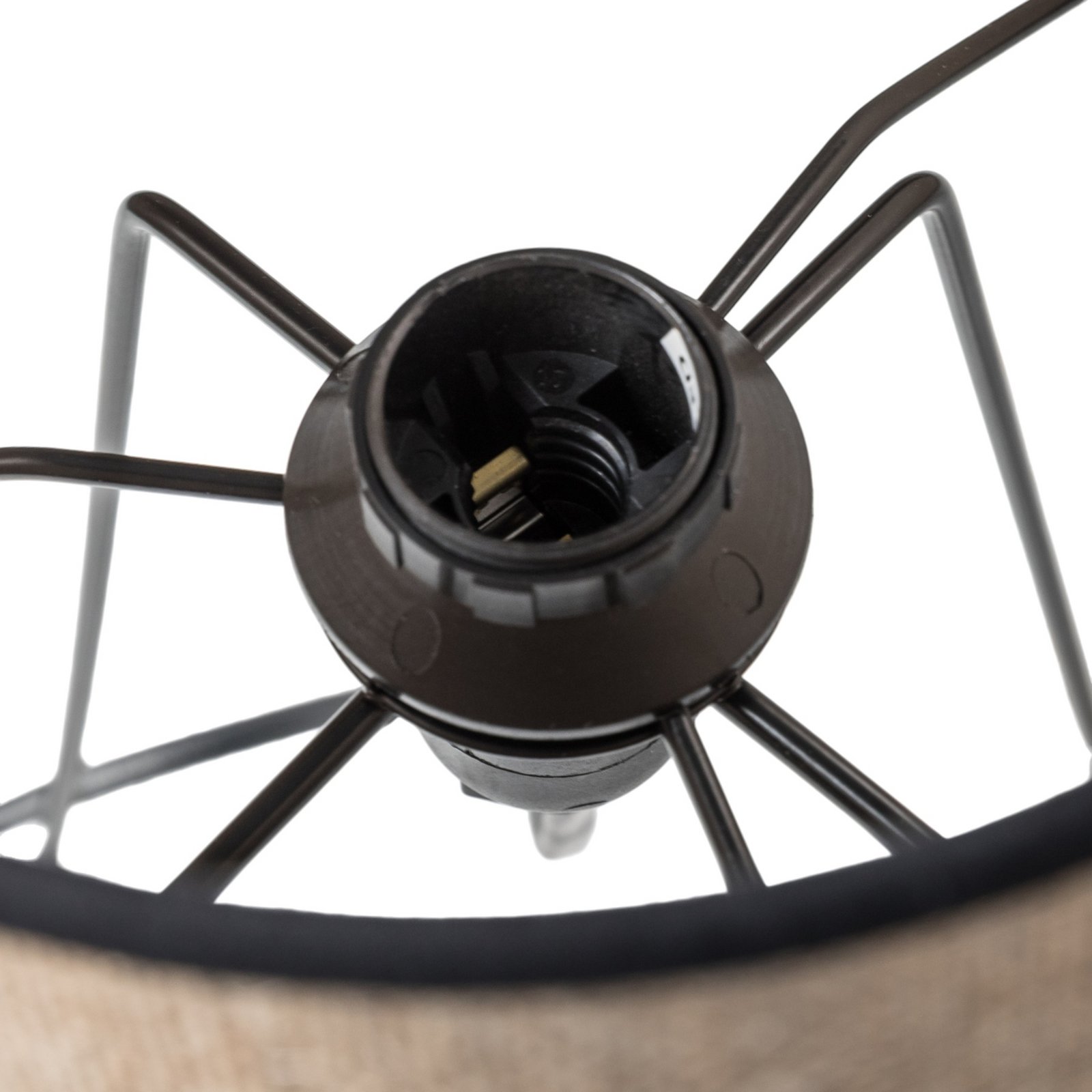 Lampe à poser Trixi avec structure en fil métallique brun/noir, tissu Lampe à poser Trixi avec structure en fil métallique brun/noir, tissu
