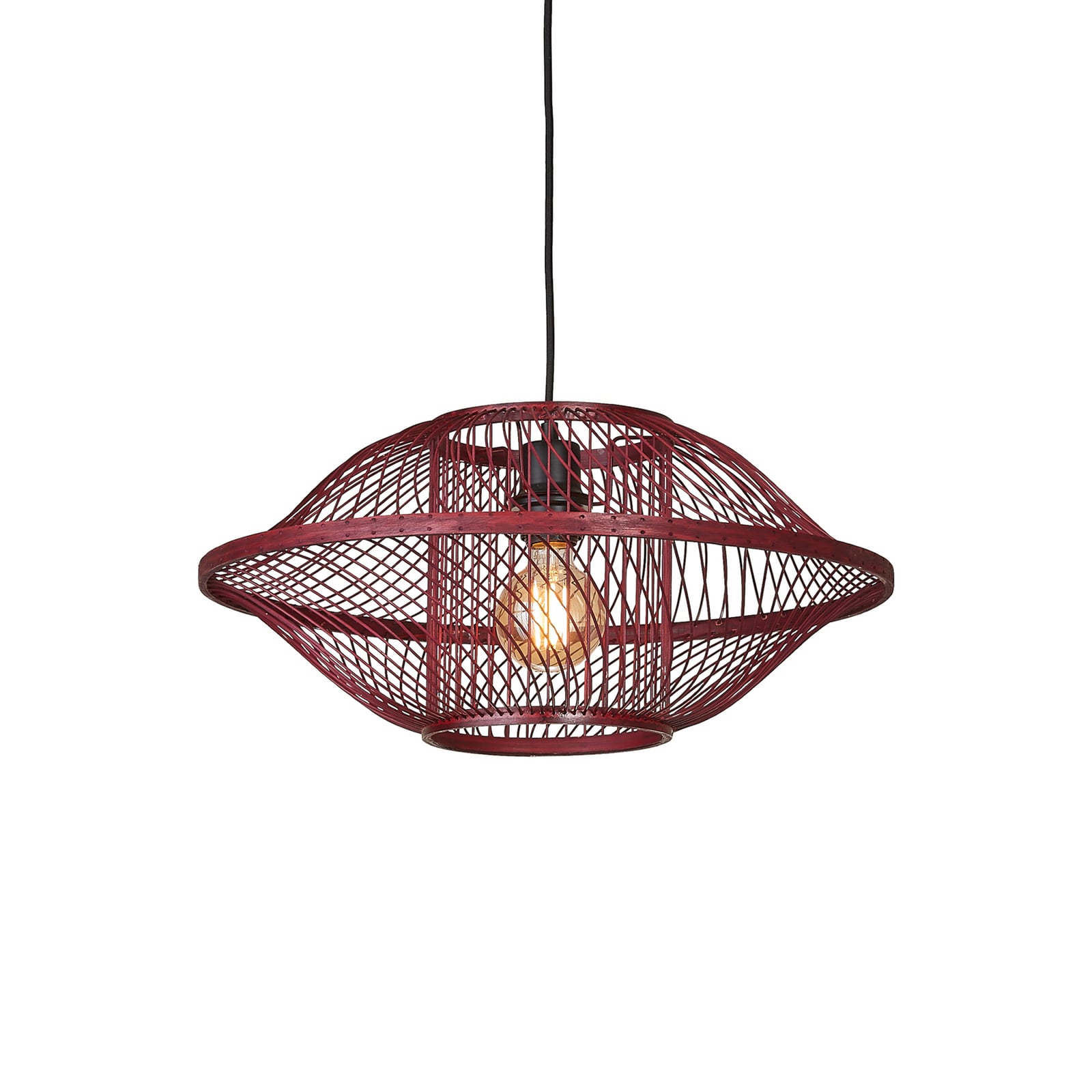 GOOD & MOJO Suspension Maui, rouge, Ø 50 cm, bambou, E27