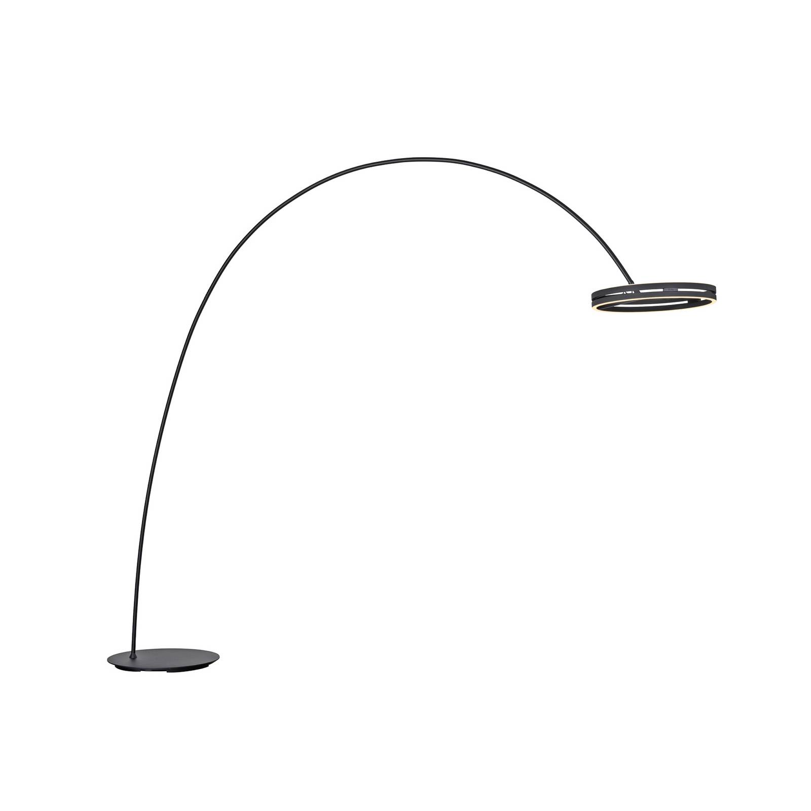 LED-Stehlampe PURE Loop-Bow, schwarz, Ausladung 290 cm, CCT