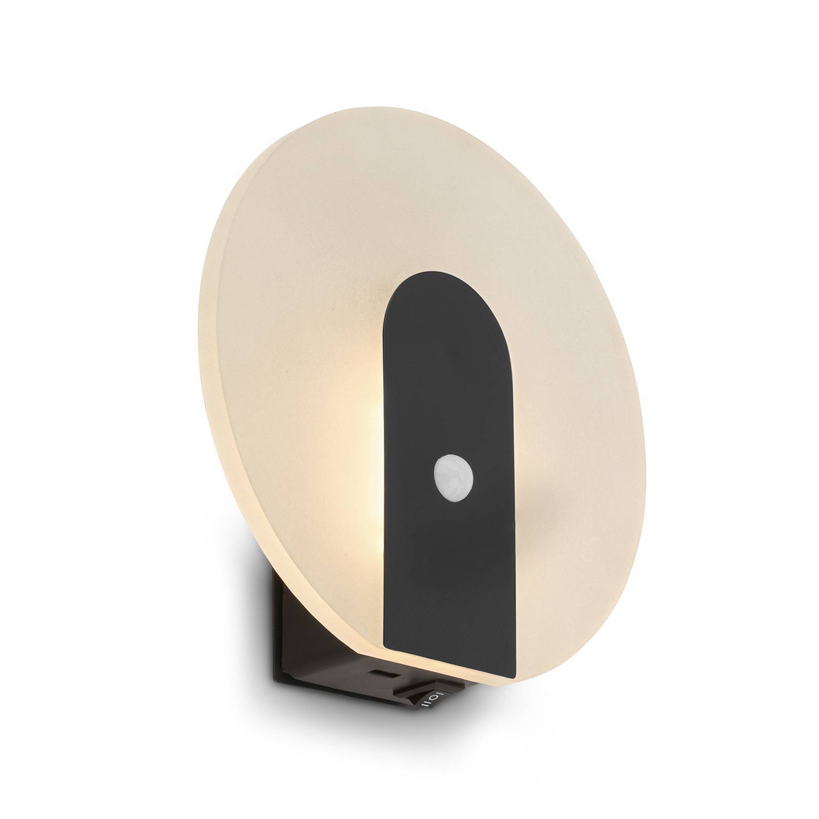 LED-Akku-Wandlampe Taro, schwarz matt, Ø 15 cm, Sensor