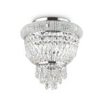 IDEAL LUX plafondlamp Dubai chroom/transparant Ø 32 cm, kristal