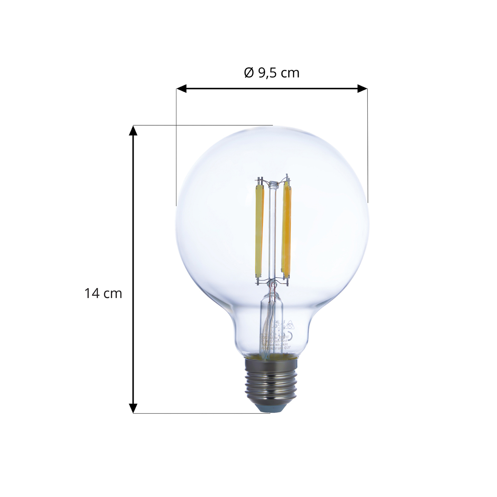 LUUMR Smart LED, komplekt 2, hõõgniit, E27, G95, 7W, läbipaistev, Tuya