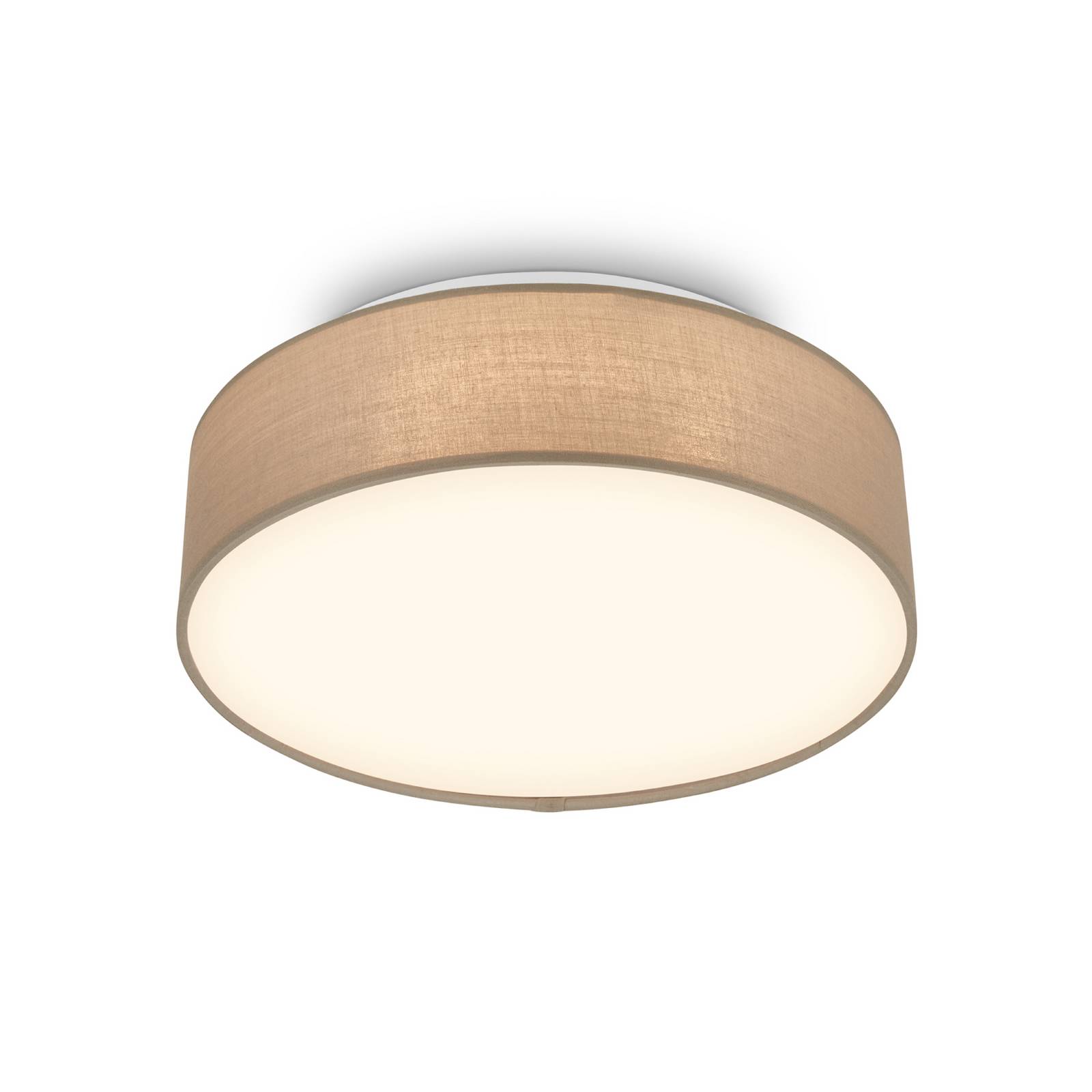 LED-Deckenleuchte Duck, taupe, Ø 30 cm, Textil, 3000K