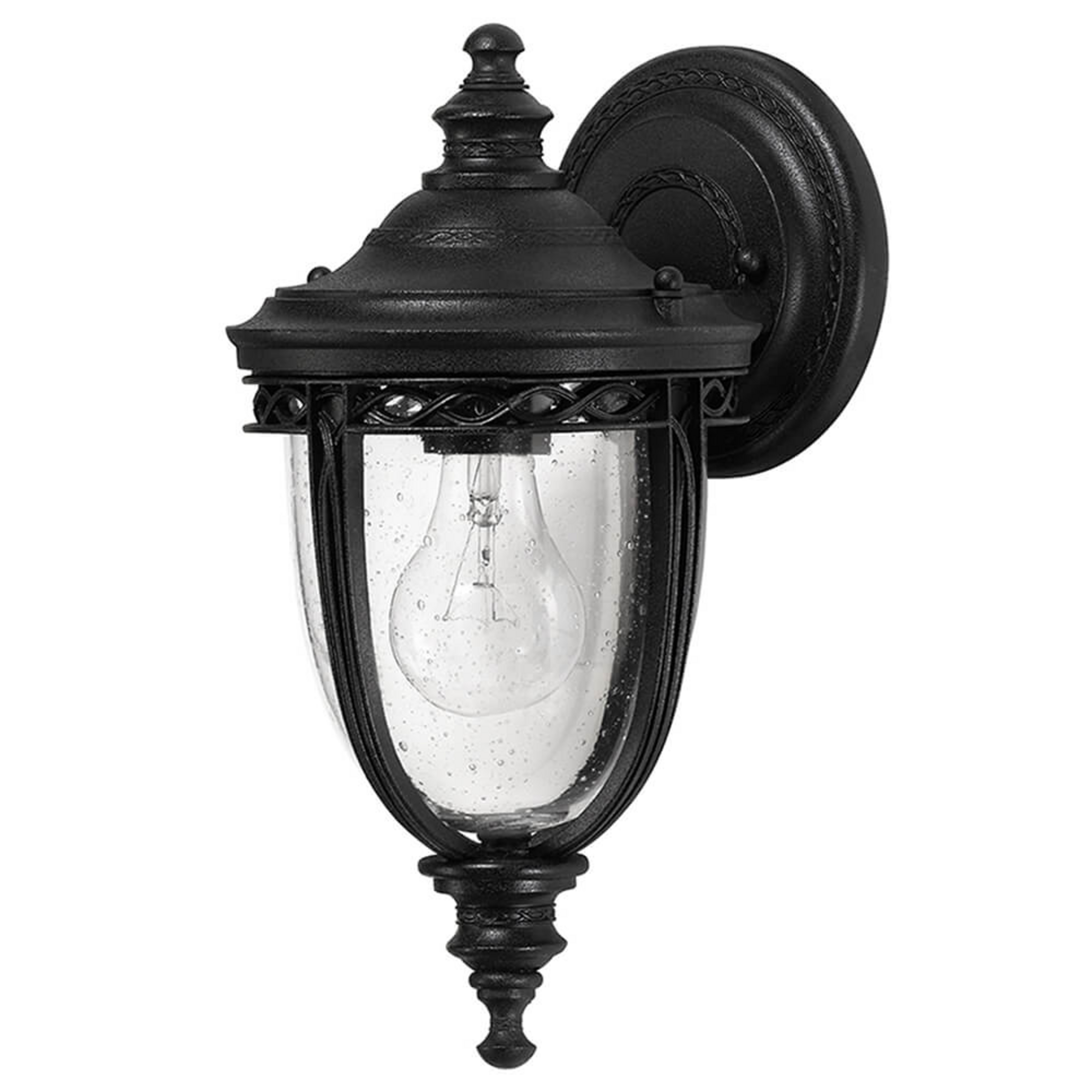 Engelse Bridle-wandlamp, IP44, Ø16,5 cm, zwart - Elstead