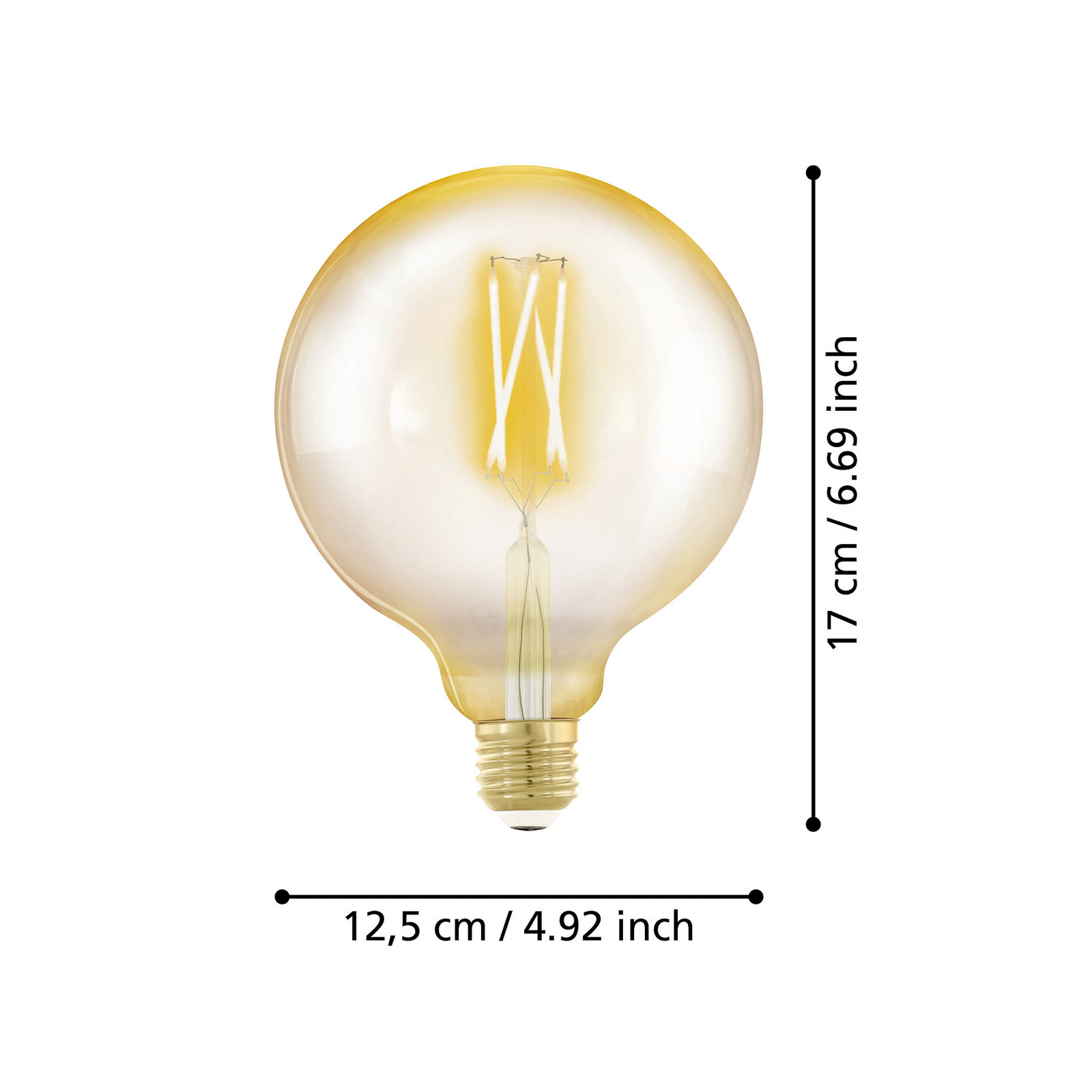 LED gömb lámpa E27 G125 4 W 1700 K filament arany