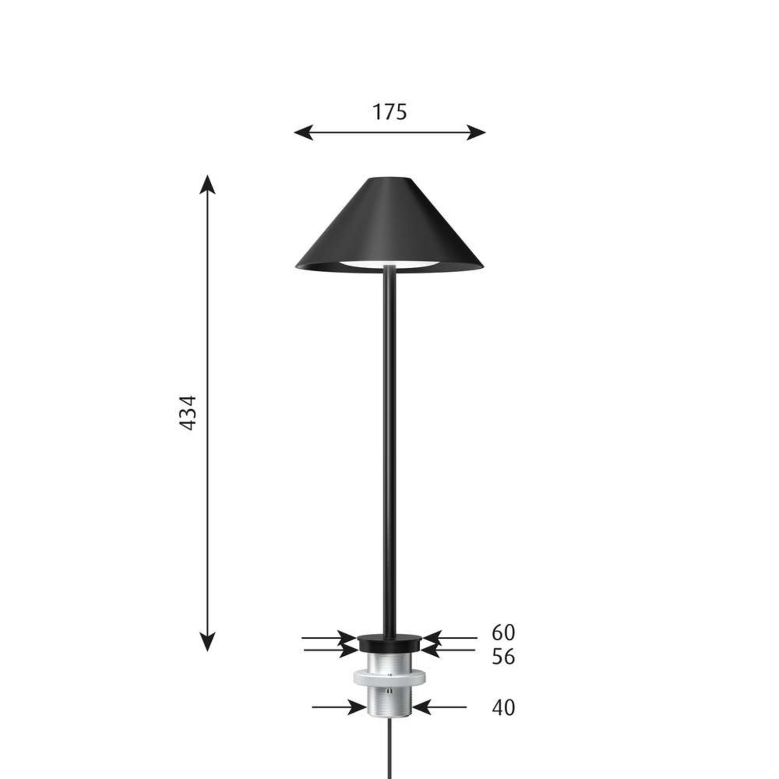 Keglen 175 LED Veioză w/Pin Dim-to-Warm Black - Louis Poulsen