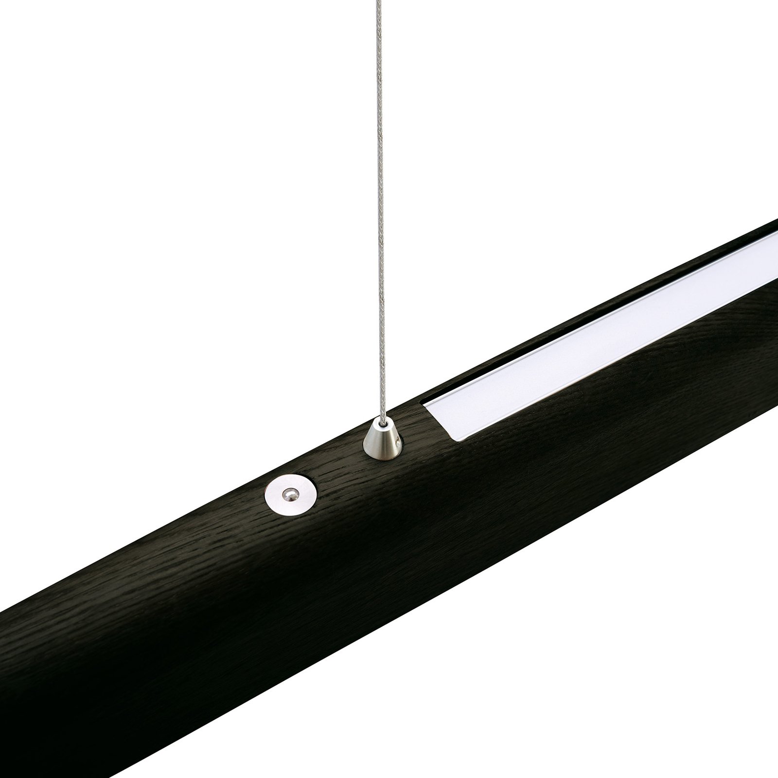 HerzBlut Arco LED závěsná lampa jasan dub dřevěné uhlí 130cm