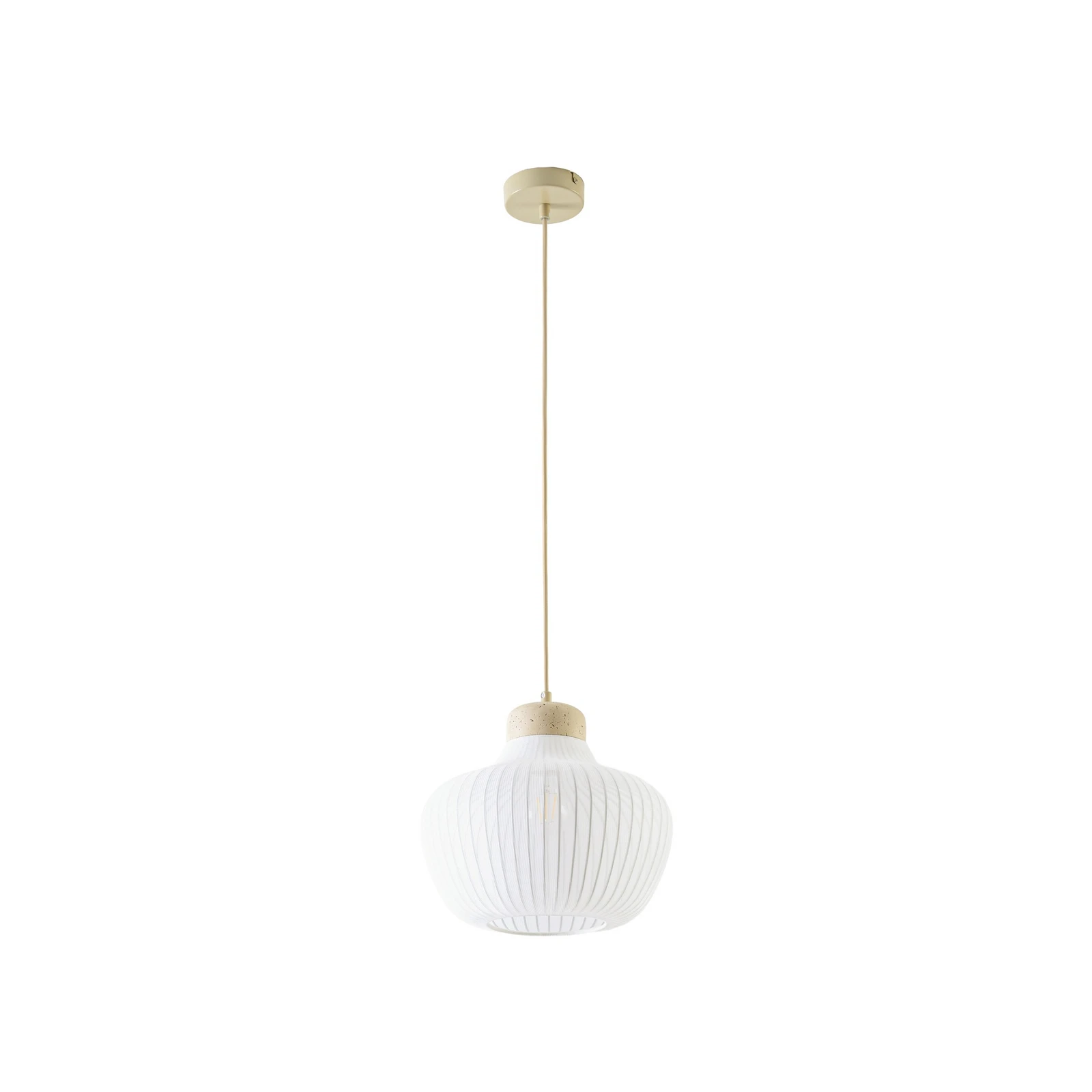 Lampada a sospensione Lucande Eloise, Ø 30 cm, bianca, tessuto, E27