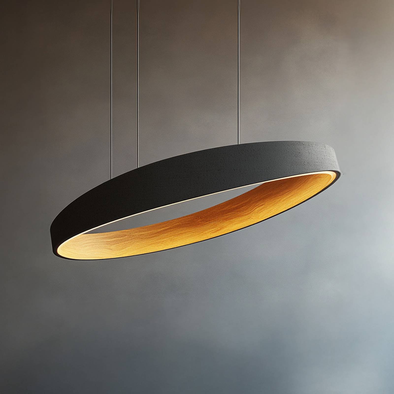Lucande LED-Hängeleuchte Daelor,schwarz, Alu/Holz,CCT, Ø70cm günstig online kaufen