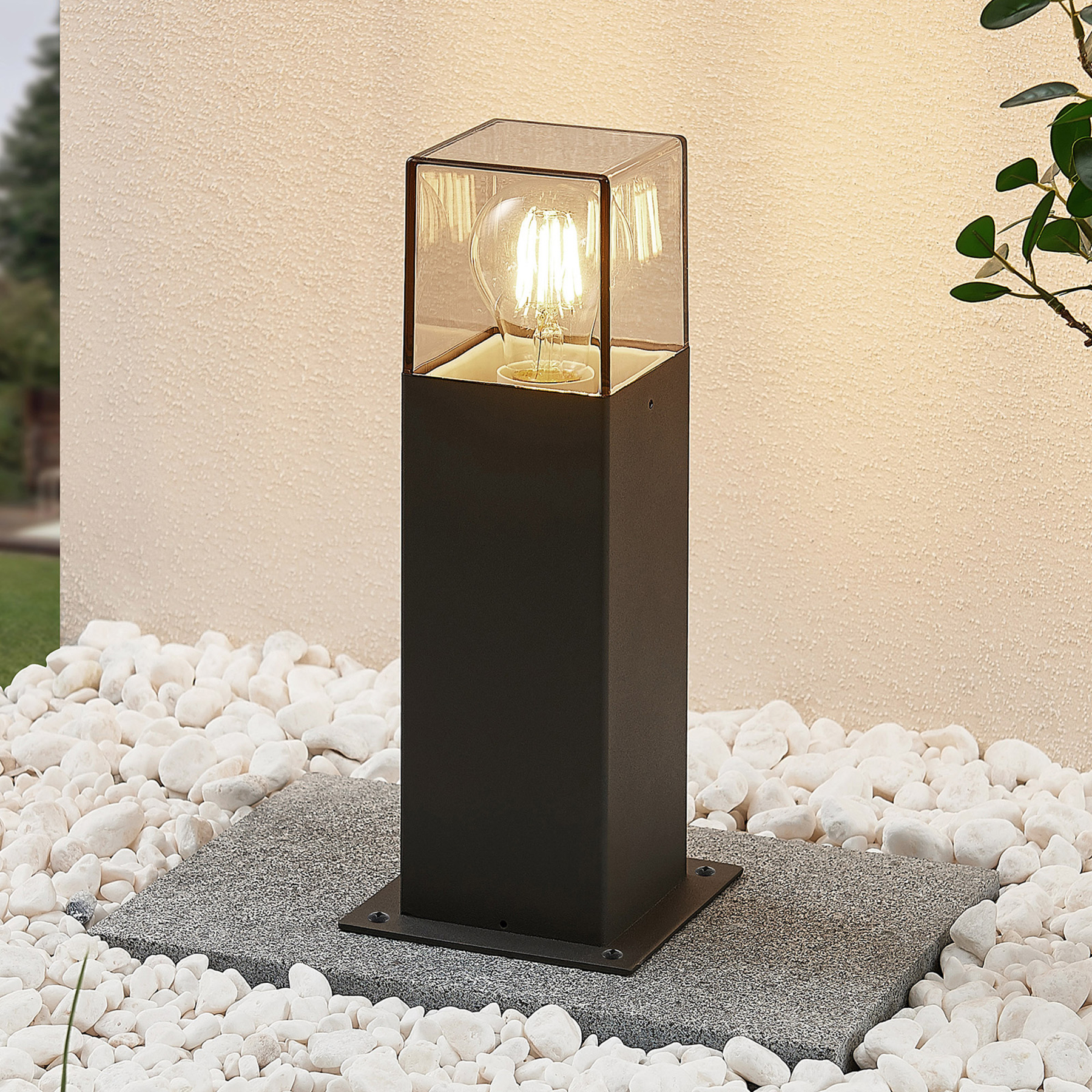 Lucande Keke LED path light, height 30 cm, aluminium, plastic, E27, 13 W, energy efficiency: A++, L: 12 cm, W: 12 cm, H: 30 cm