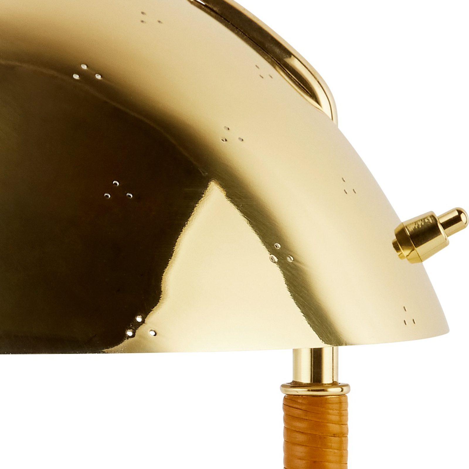 GUBI table lamp 9209, brass, rattan, height 36.5 cm