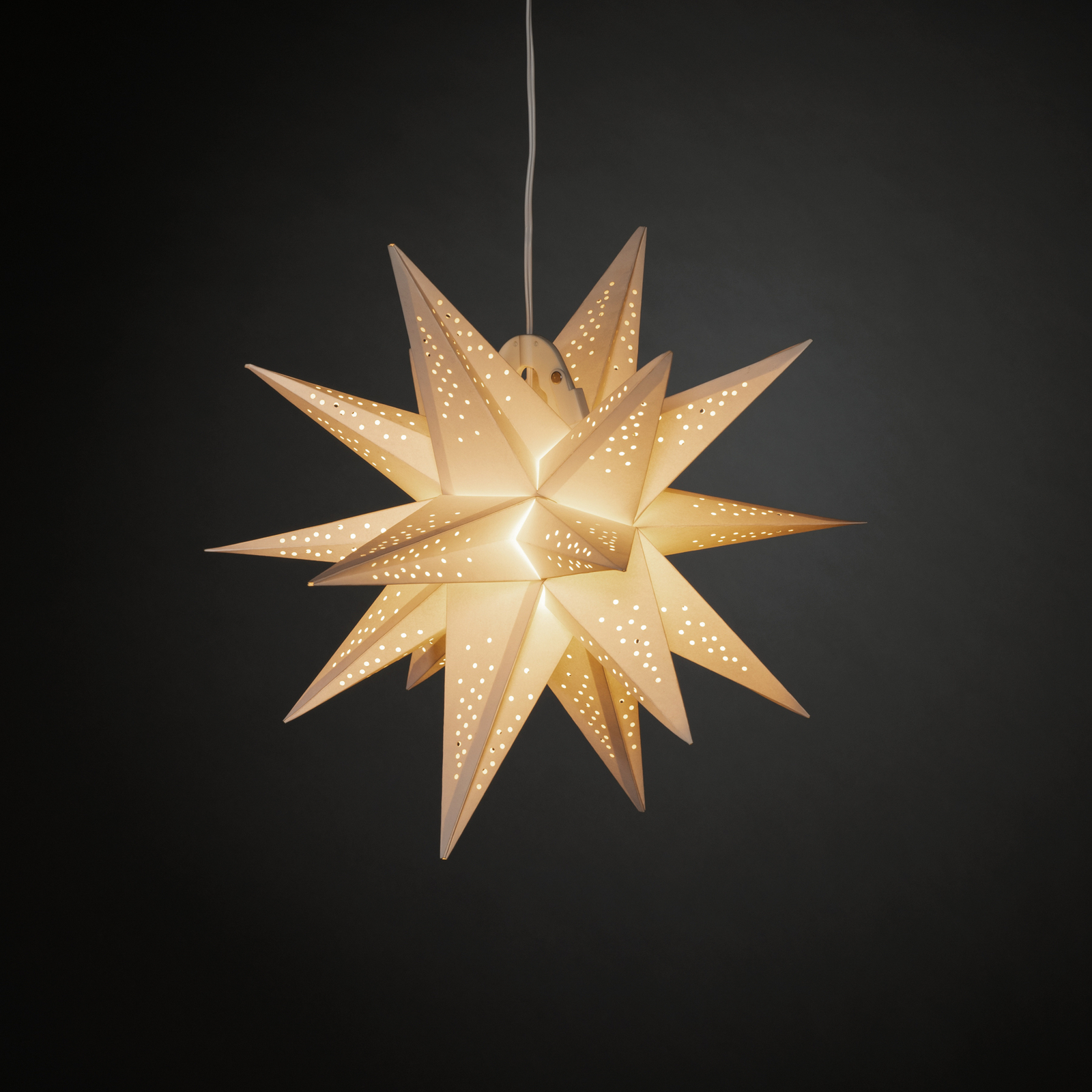 LED dekoratyvinis šviesos popierius žvaigždė 3D balta, reguliuojamas