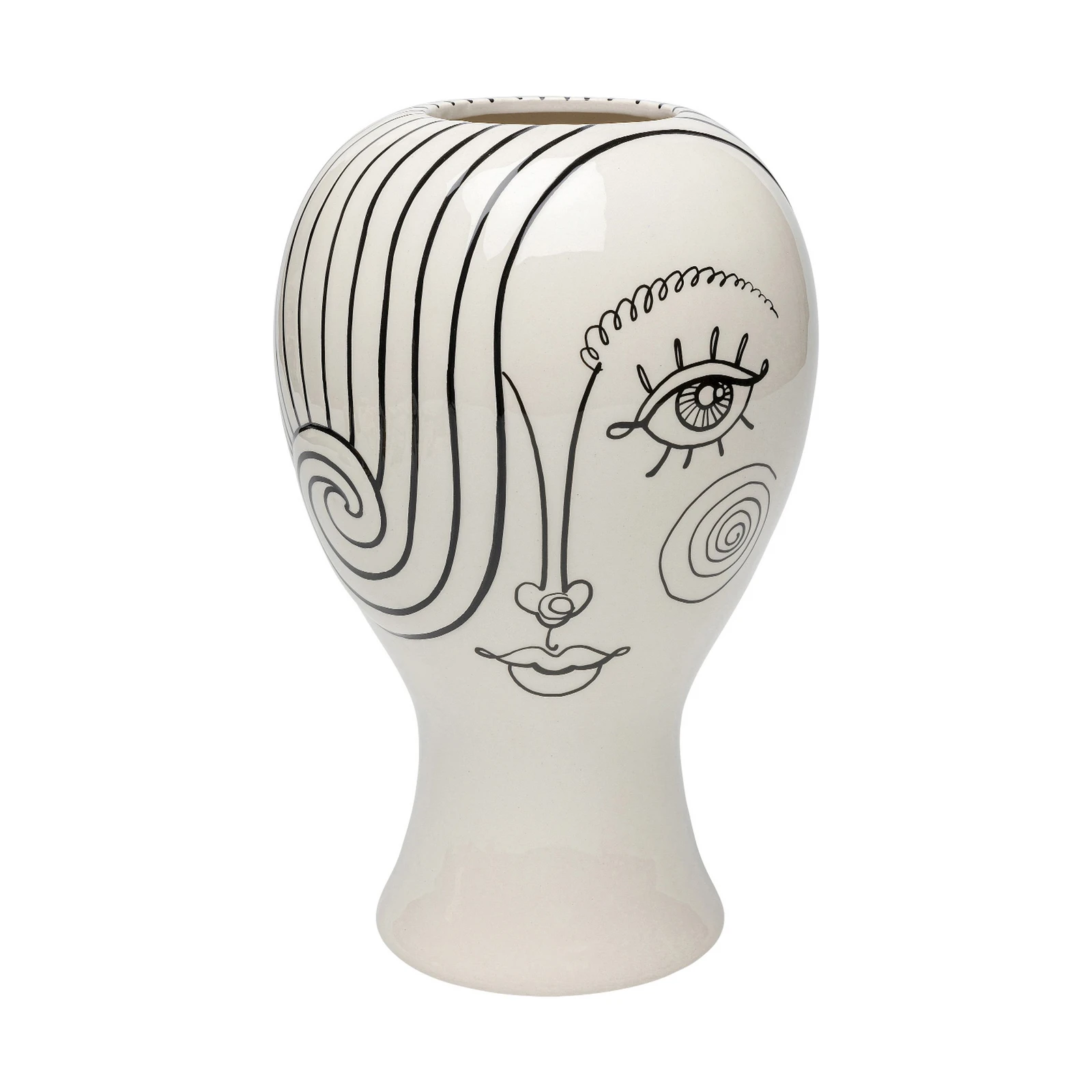 KARE Favola Lady vaas, hoogte 30 cm, keramiek, zwart/wit