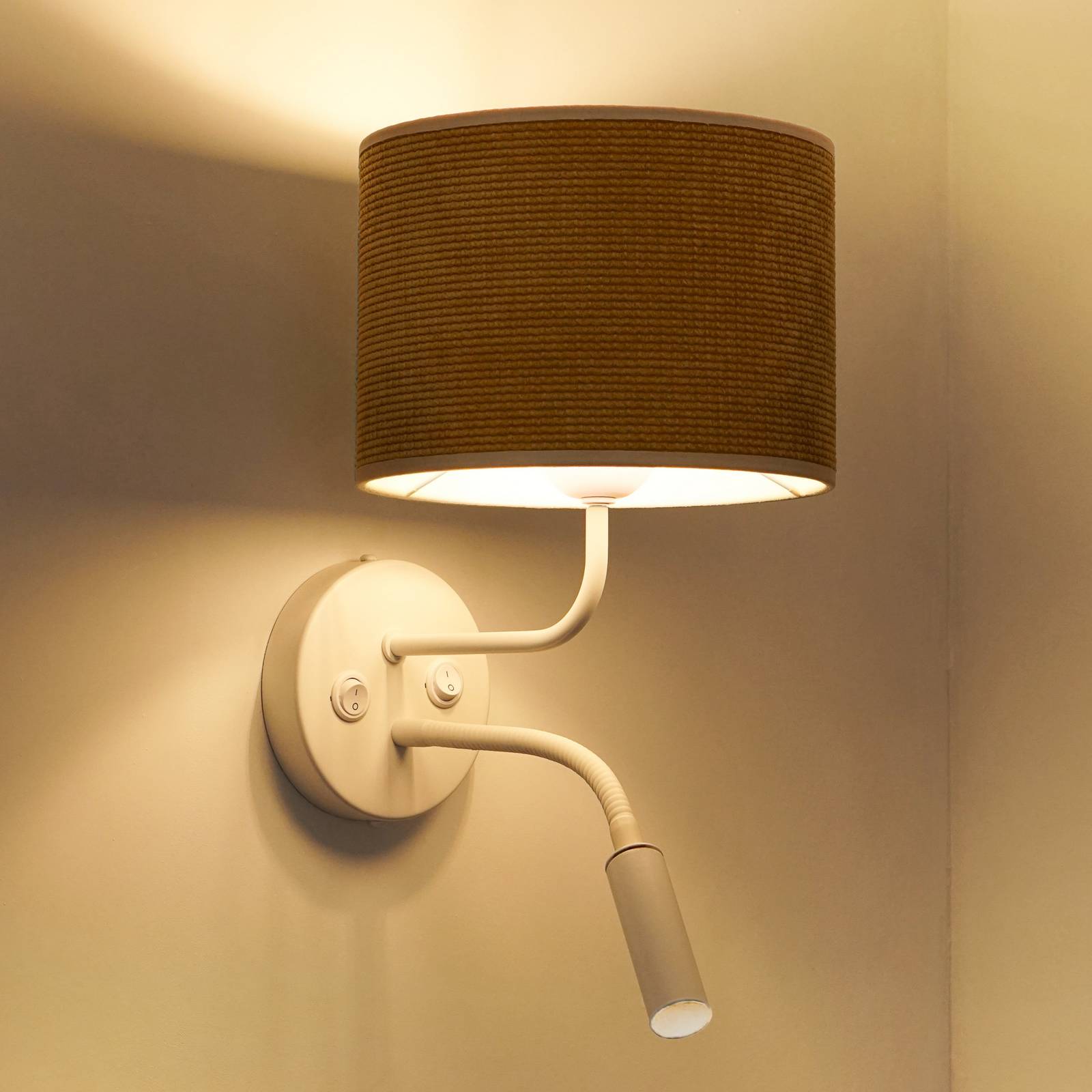 Wandleuchte Roller, Cord, weiß/senfgelb, Leselicht günstig online kaufen